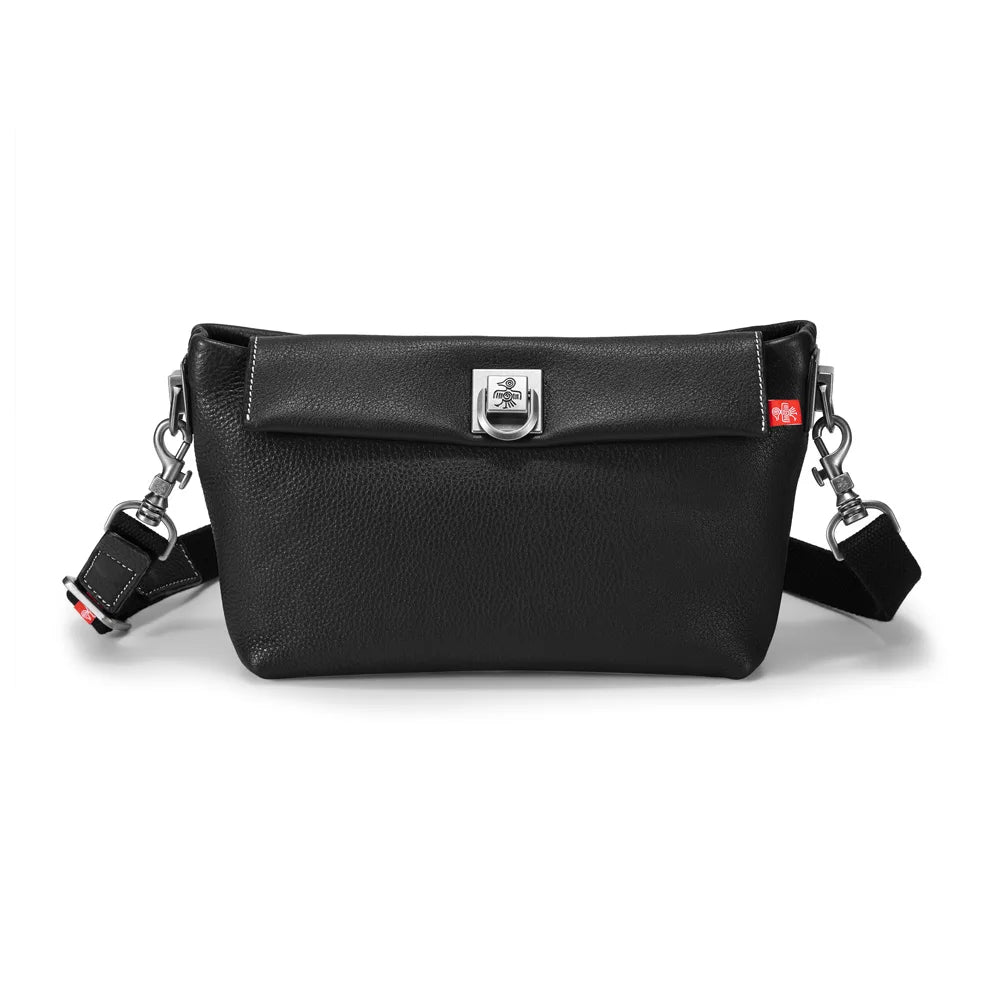 Femlion Classic Black Leather Crossbody Bag for Women