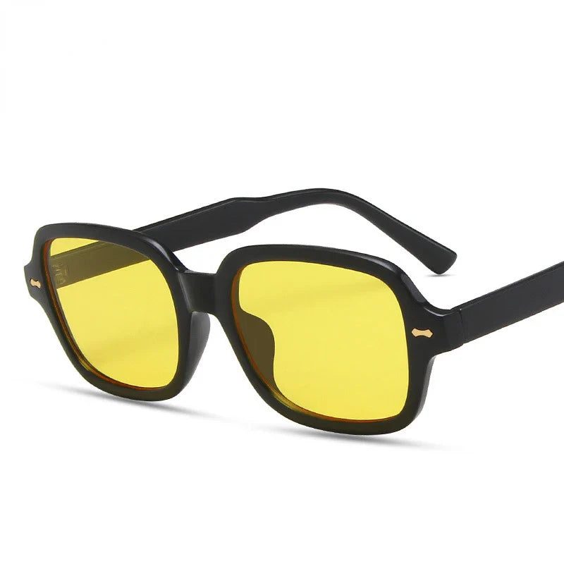 Femlion Small Oval Sunglasses Men Women Vintage Designer Sun Glasses Black Yellow UV400