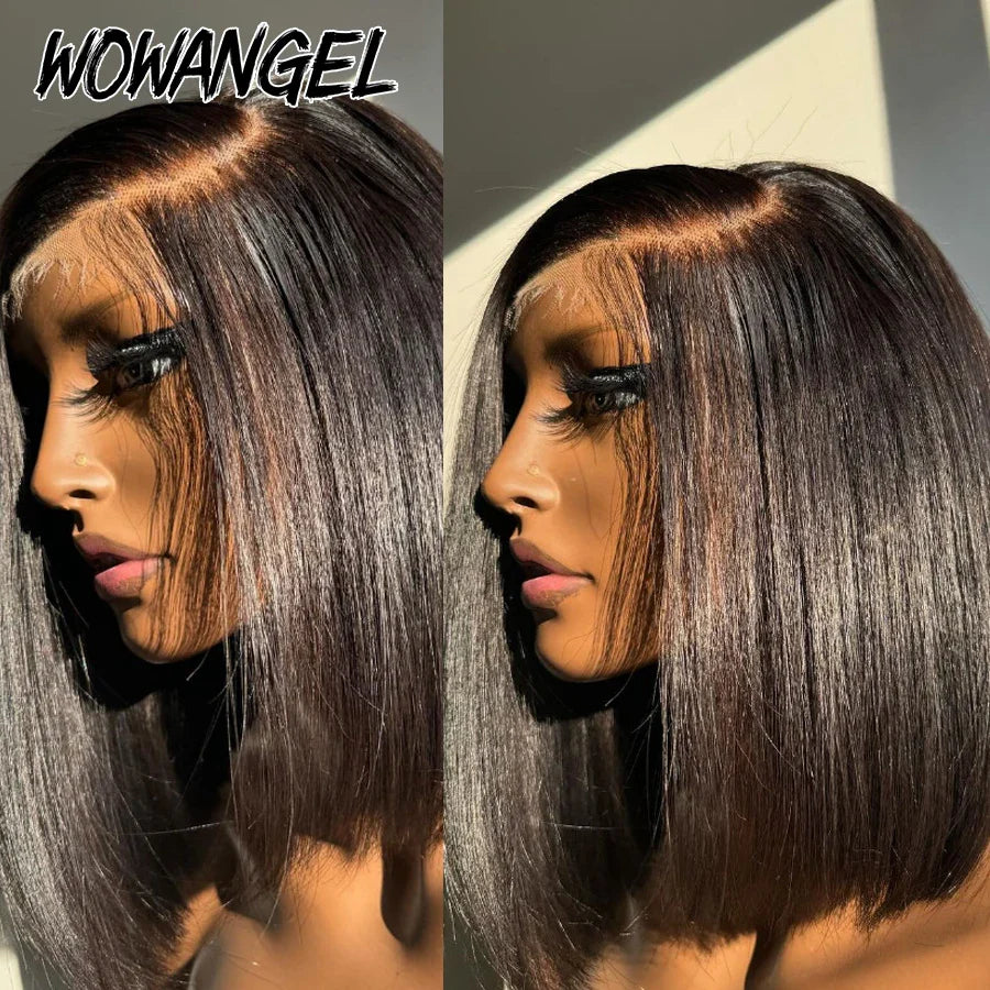 Femlion 13x6 HD Lace Short Bob Human Hair Wig 250% Full Frontal Blunt Cut Wig