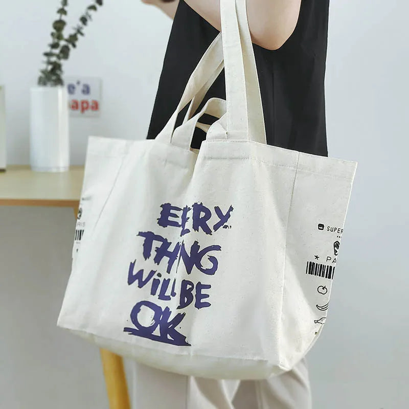 Femlion Oversized Canvas Tote Bag for Women - Eco-Friendly Grocery Shopper and Book Handbag