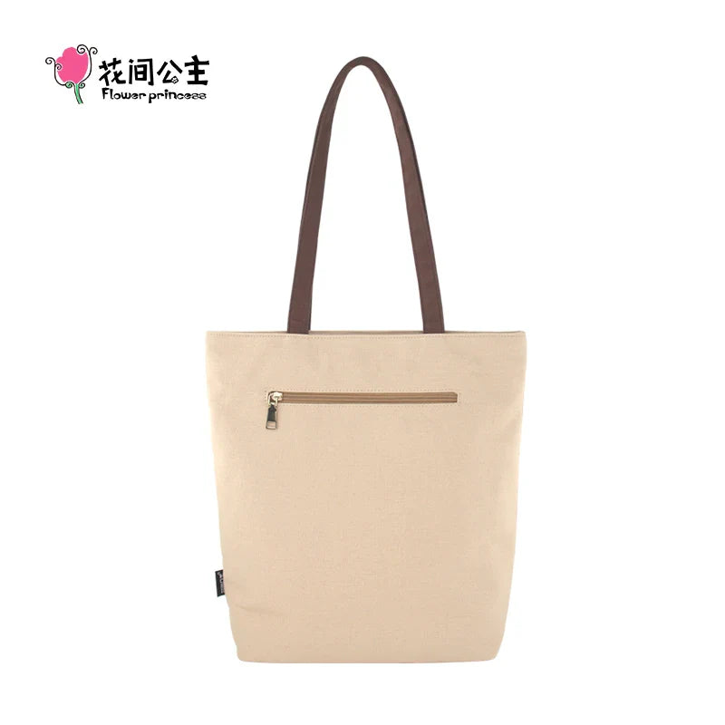 Femlion Canvas Shoulder Tote Bag 2024 Summer Trend White Fashion Princess