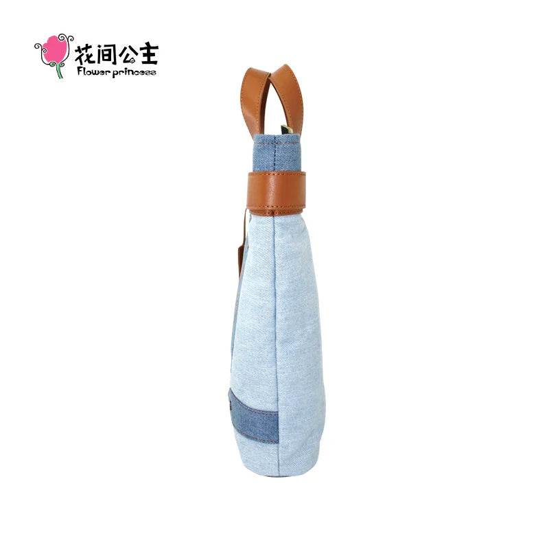 Femlion Flower Princess Square Denim Crossbody Bag for Women - Designer Original Big Messenger