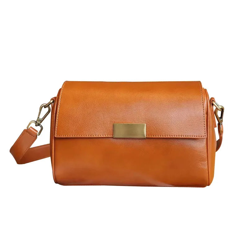 Femlion Leather Crossbody Bag - Versatile Cowhide Shoulder Messenger Bag