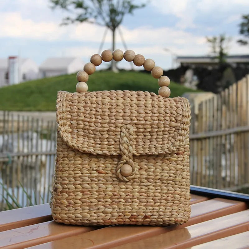 Femlion Summer Grass Weave Bag for Women: Small Fresh Shoulder & Handheld Crossbody