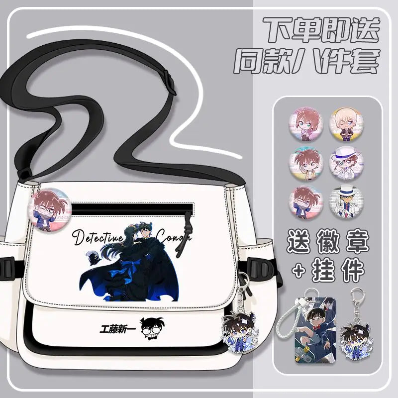 Femlion Detective Conan Shoulder Bag Set with Badges & Pendants