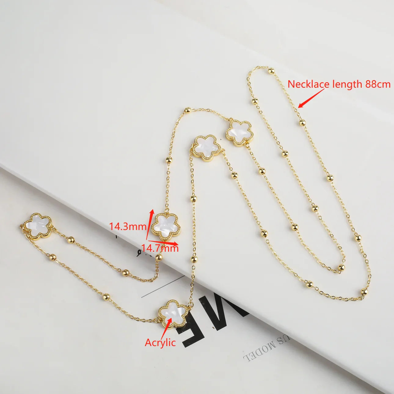 Femlion Golden Pearl Plum Blossom Sweater Long Chain Five Point Star Necklace