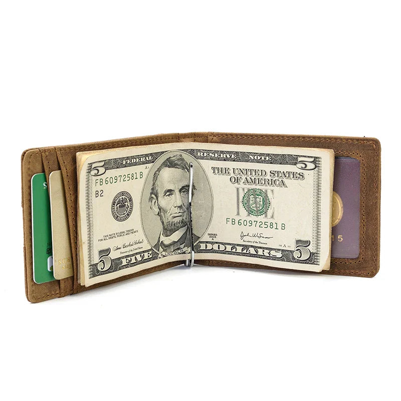 Femlion Slim Leather Money Clip Wallet for Men and Women - Stylish Minimalist Design