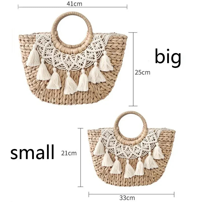 Femlion Corn Skin Handbag: 2023 Pastoral Style Woven Bag, Retro Chinese Vine Weaving