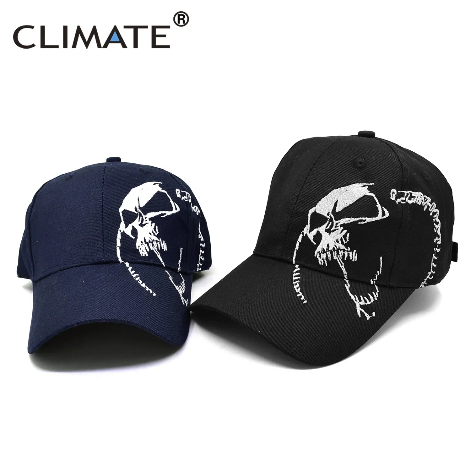 Femlion Black Skull Embroidered Baseball Cap for Men - Cool Cotton Sport Hat