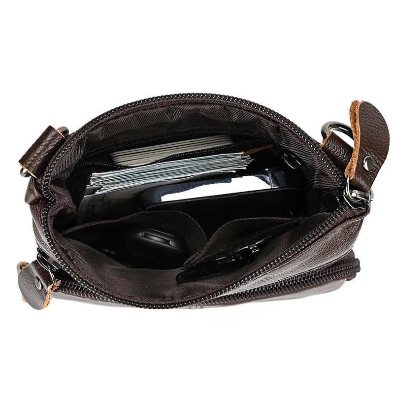 Femlion Men's Small Leather Crossbody Bag for Phone 6" 7" - Stylish Sling Waist Bag