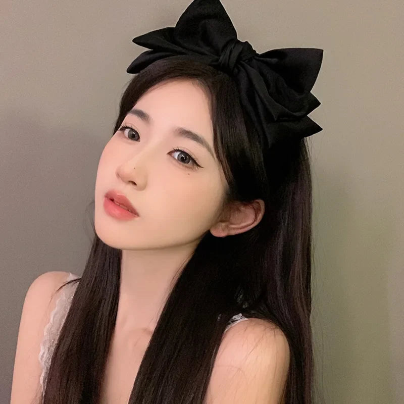 Femlion Black Bow Hair Hoop for Women, Elegant Korean Fashion Headwear