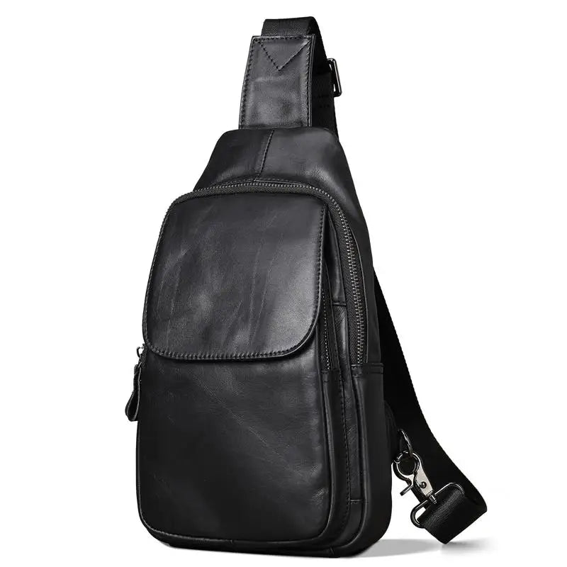 Femlion Men's Leather Chest Bag: Stylish Crossbody & Shoulder Bag for Sports & Leisure