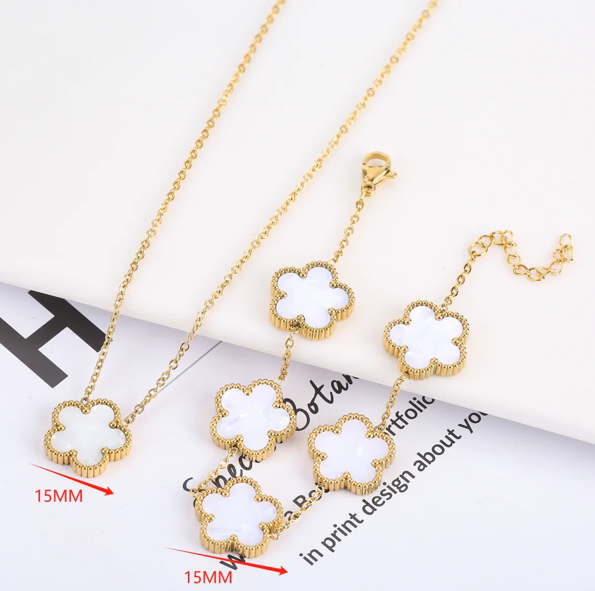 Femlion Stainless Steel Plant Five Leaf Flower Plum Necklace