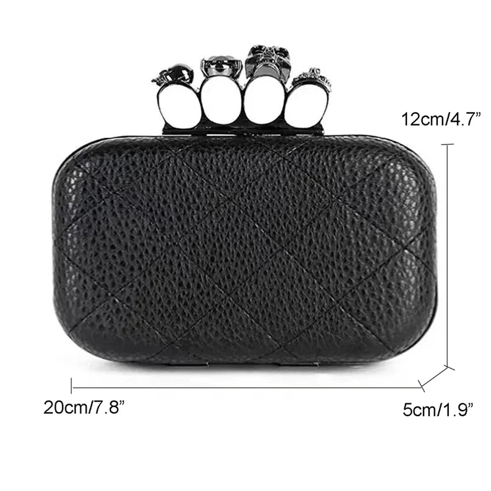 Femlion Skull Finger Diamond Clutch Bag Crossbody with Chain