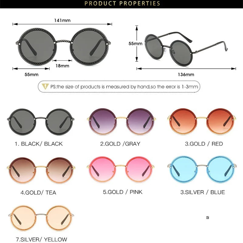 Femlion Rimless Round Sunglasses 2024 | Luxury Brand Women's Sun shades UV400