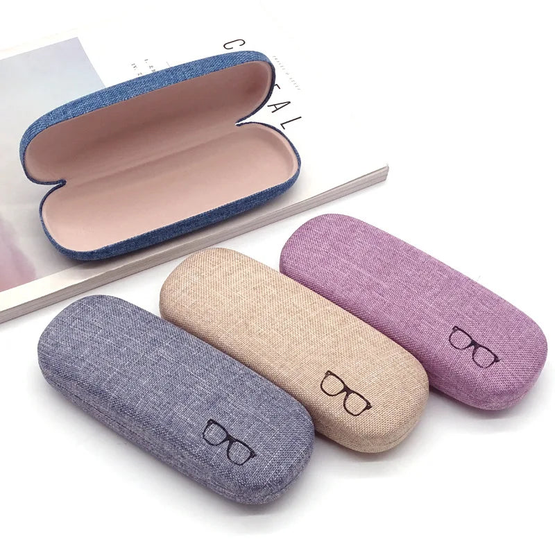 Femlion Linen Hard Shell Glasses Case for Sunglasses and Eyeglasses