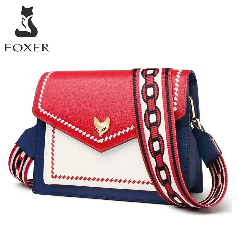 Femlion Colorful Panelled Flap Leather Crossbody Bag