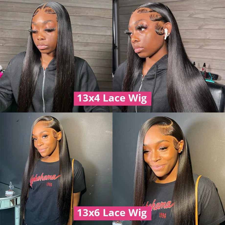 Femlion 13x6 HD Lace Frontal Wig Straight Brazilian Human Hair Glueless Lace Front Wig