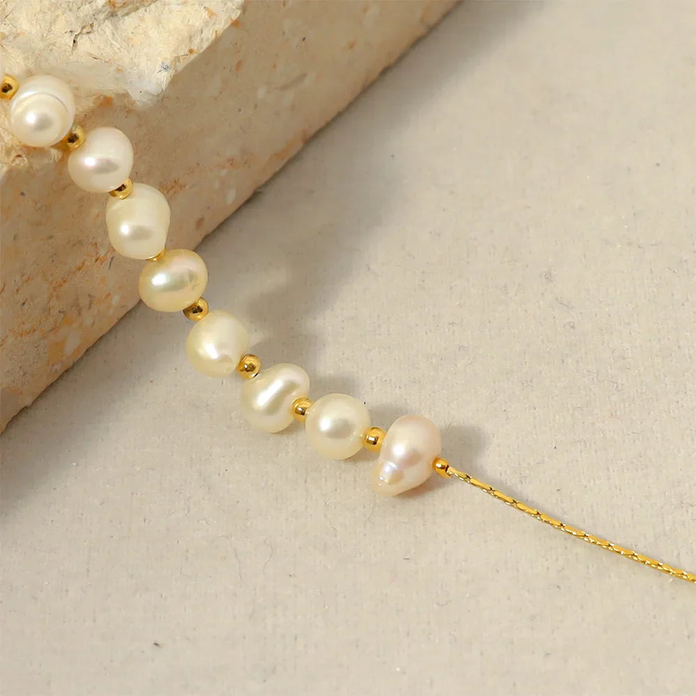 Femlion Pearl Beaded Bracelet: Elegant Gold Stainless Steel Chain Women's Jewelry