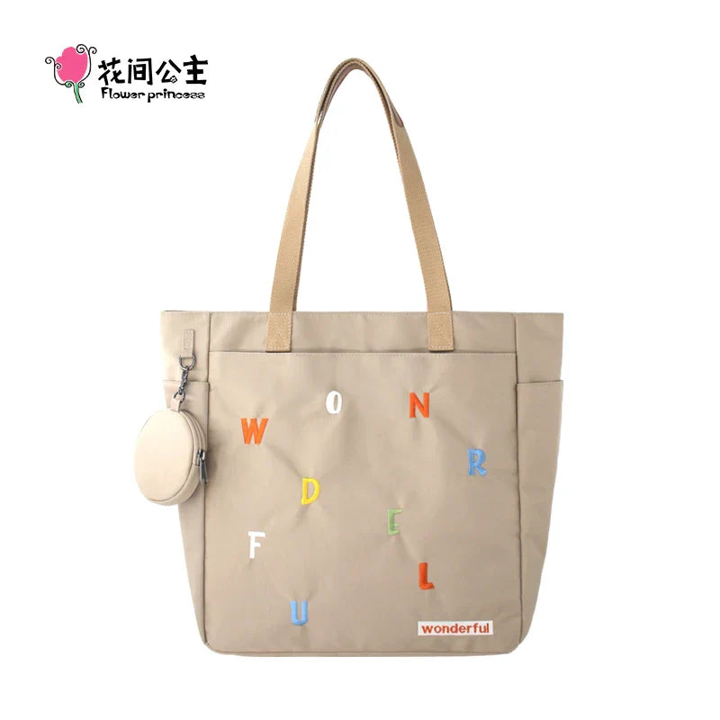 Femlion Flower Princess Nylon Tote: 2024 Trend Shoulder Handbag for Women