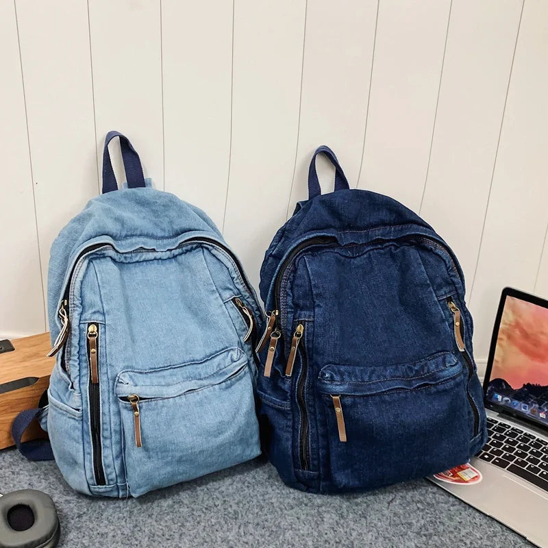 Femlion Jeans Rucksack: Stylish Large Capacity Student Backpack