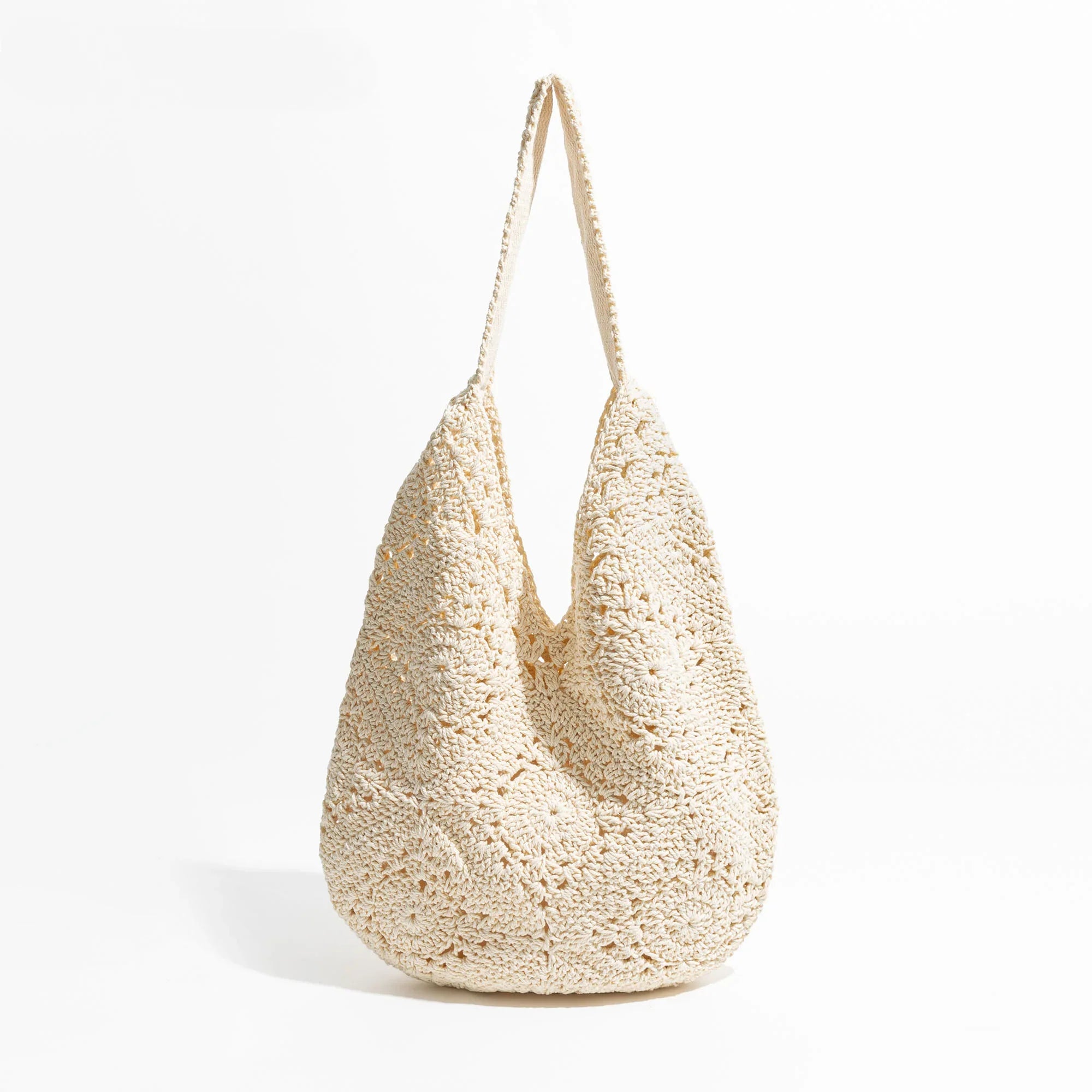 Femlion Lightweight Knitted White Beach Bag Tote Handbag for Women