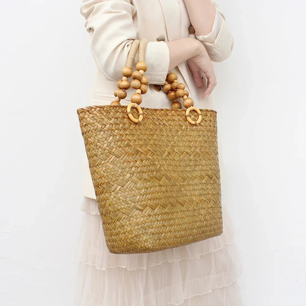 Femlion Retro Woven Tote Bag for Women