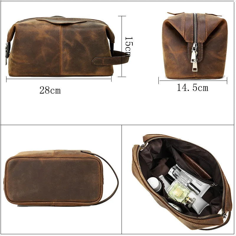 Femlion Leather Toiletry Bag: Stylish Travel Storage for Makeup and Essentials