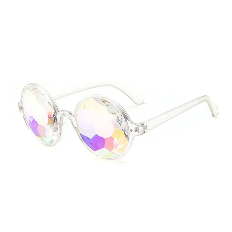 Femlion Round Kaleidoscope Sunglasses for Rave Party Prism EDM Glasses