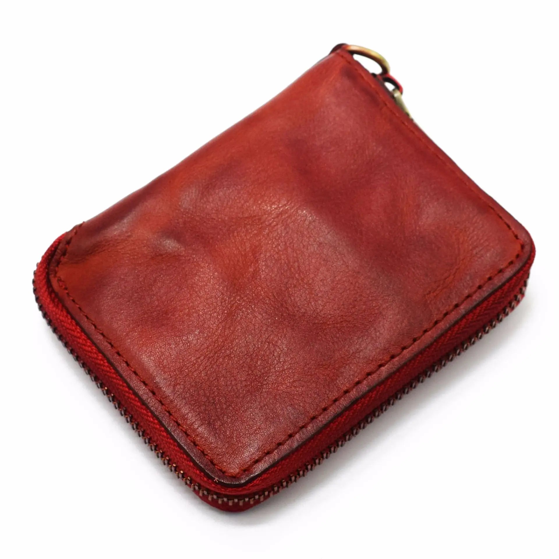 Femlion Men's Vintage Cowhide Leather Wallet with Zipper & Card Slots