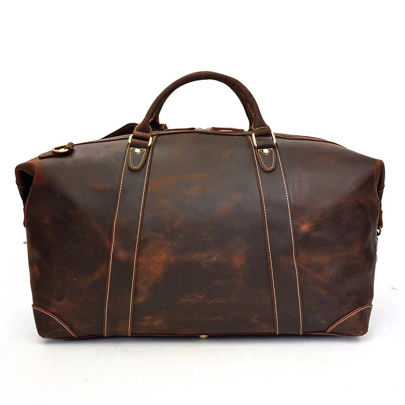 Femlion Vintage Leather Duffle Bag | Large Capacity Men's Weekender Totes