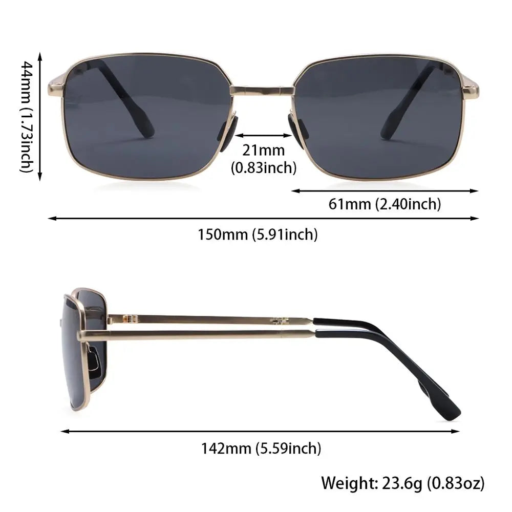 Femlion Square Metal Frame Polarized Photochromic Sunglasses for Men Night Vision Eyewear