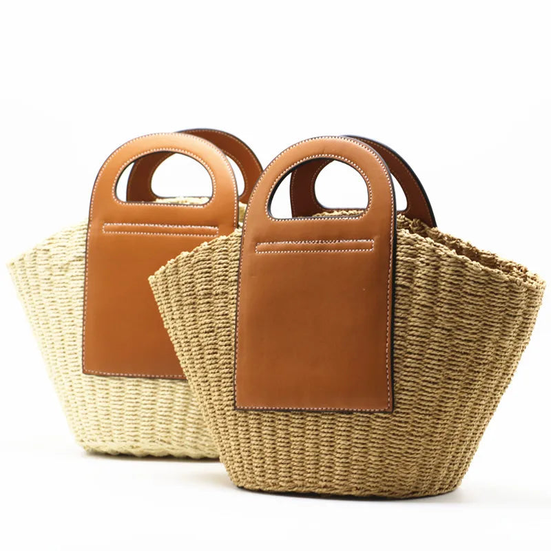 Femlion Hand-Held Straw Woven Bag - Fashion Women's Bag