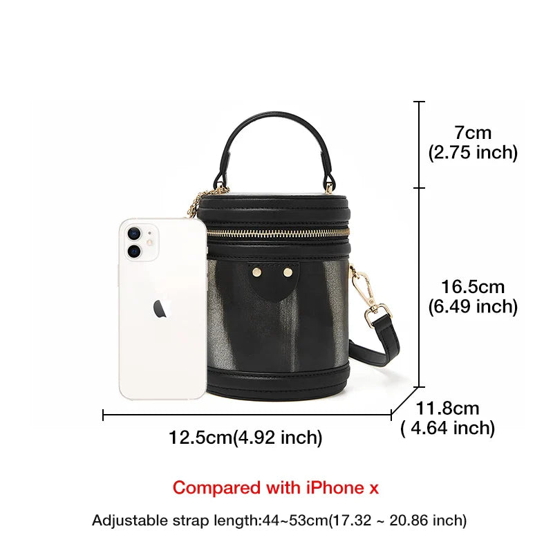 Femlion Elegant Bucket Bag PU Leather Crossbody Handbag Stylish Small Tote for Women