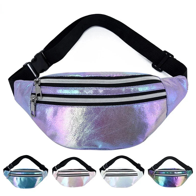 Femlion Holographic Waist Bag Fanny Pack for Men and Women