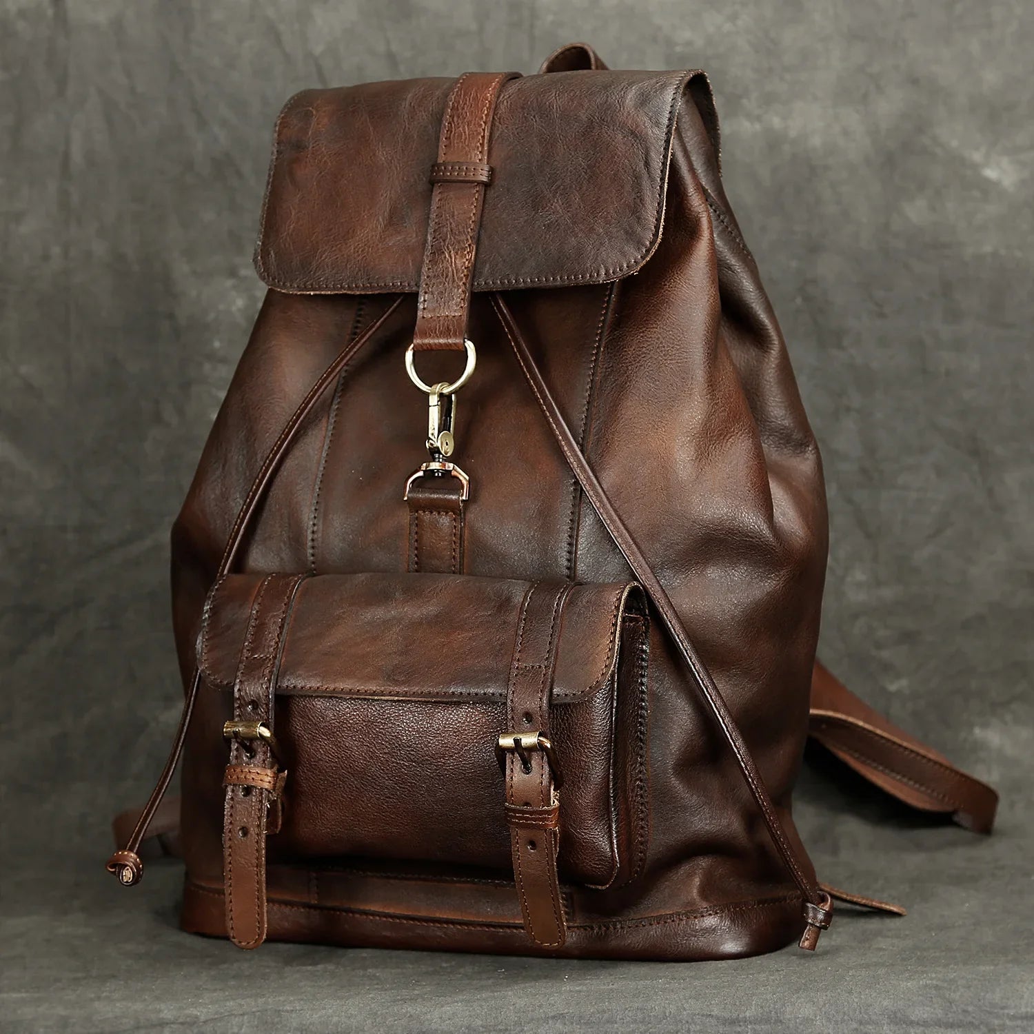 Femlion Vintage Leather Backpack | Handmade Men's Rucksack - Fashion Travel Bag