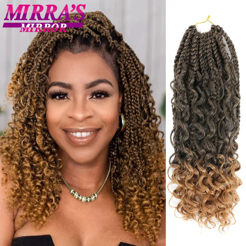 Femlion 14 Inch Goddess Box Braids Crochet Hair 3X with Curly Ends