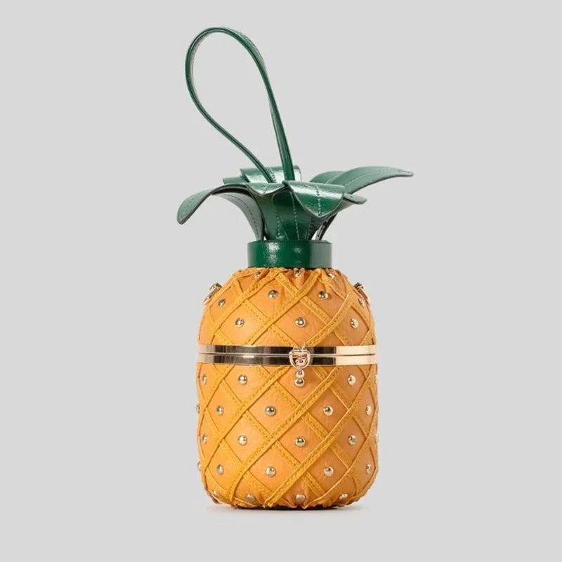 Femlion Pineapple Design Rivet Crossbody Bag in Luxury PU Leather