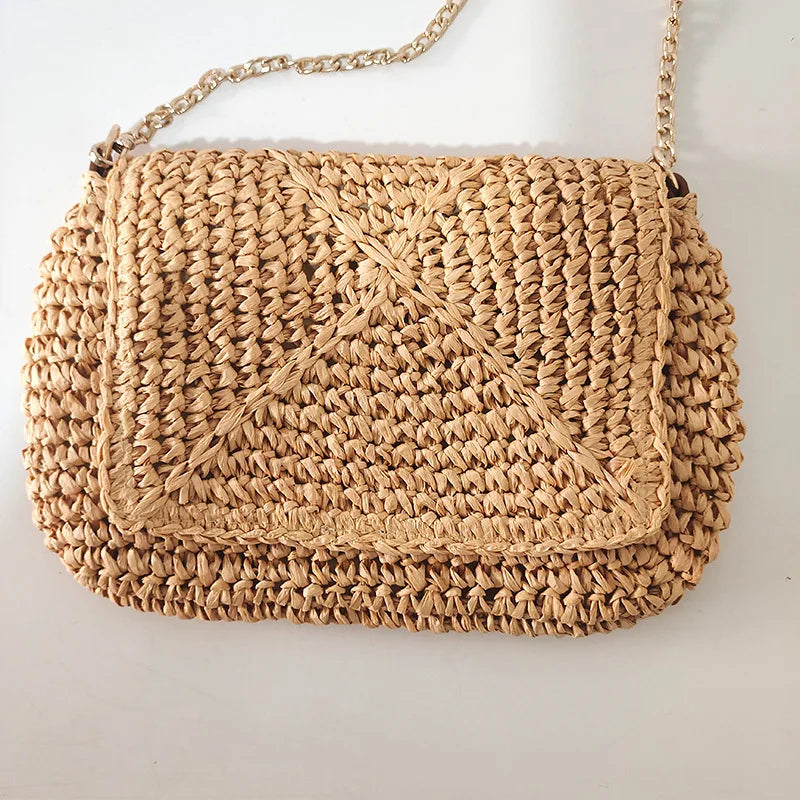 Femlion Straw Woven Messenger Bag - 2022 Fashionable Portable Square Bag for Women