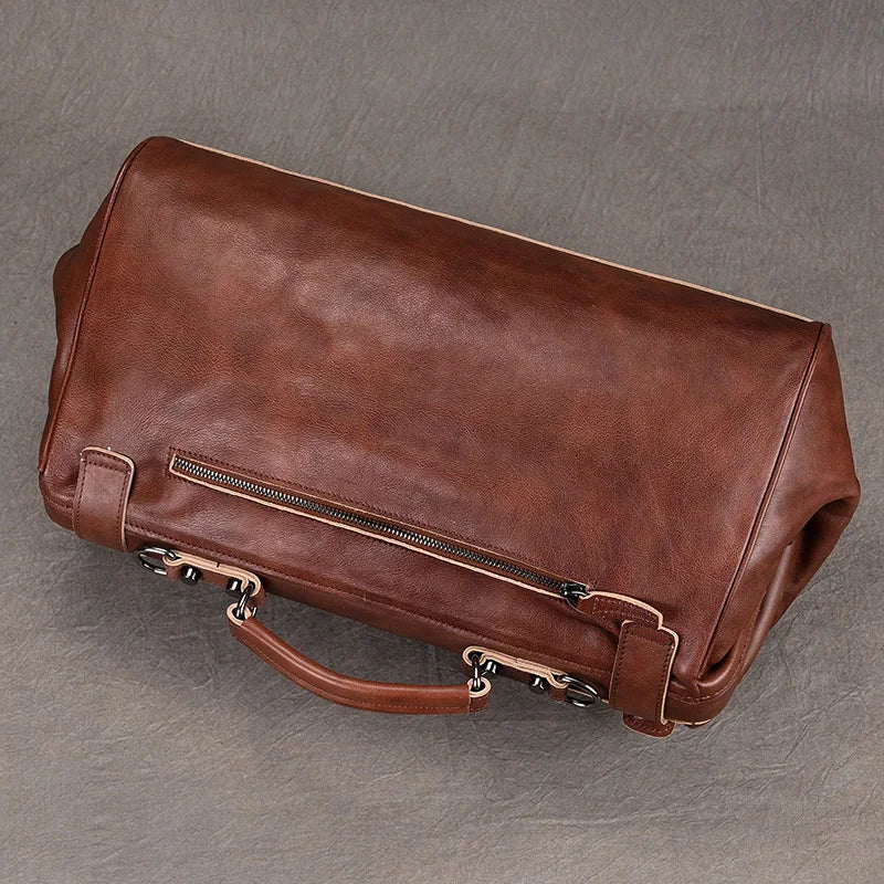 Femlion Genuine Leather Carry On Duffle for Men Women