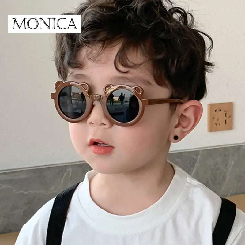 Femlion Bear Shape Kids Sunglasses Round Sun Glasses for Girls and Boys