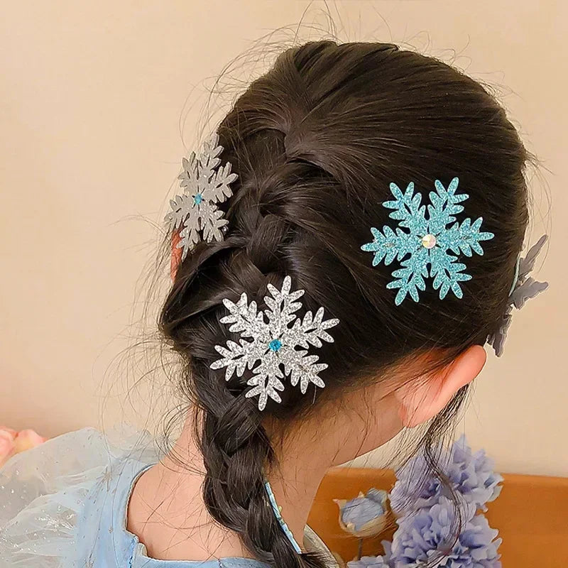 Femlion Sweet Snowflake Hair Side Clips for Girls, Princess Headwear Hairpins