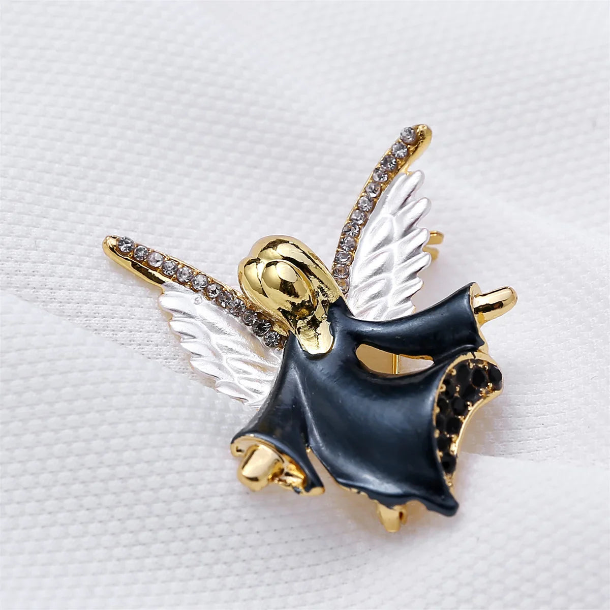 Femlion Angel Wings Fairy Brooch, Vintage Enamel Pin for Women, Christmas Figure Jewelry