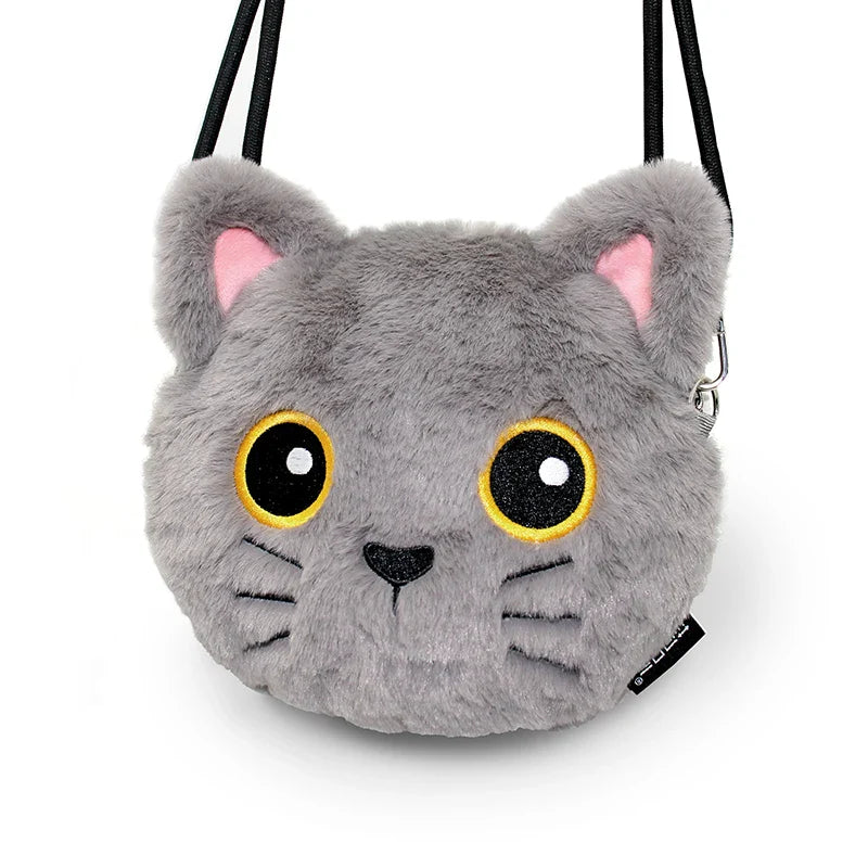 Femlion Plush Cat Crossbody Bag: Cute Small Phone Purse by Flower Princess Three Cats