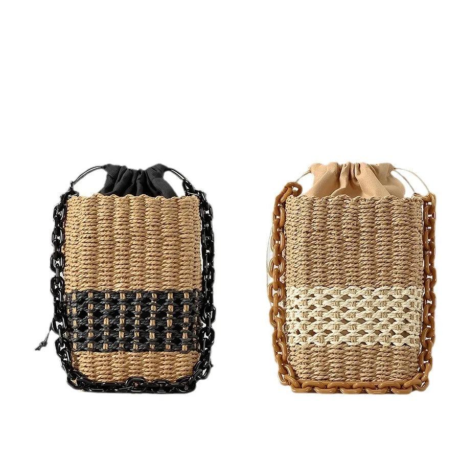 Grass Woven Beach Bag by Femlion - Shoulder Portable Bag for Women