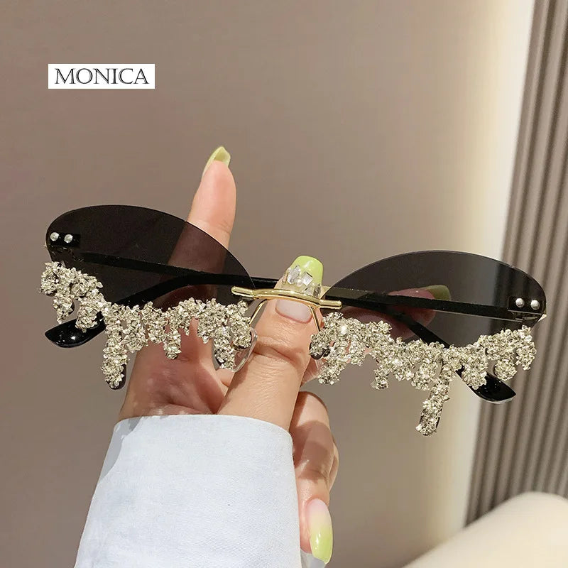 Femlion Rhinestone Tear Shape Sunglasses - Designer Punk Sun Glasses