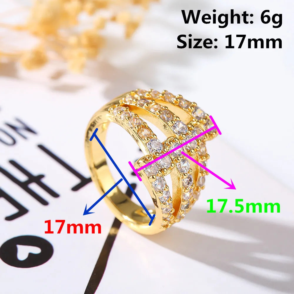 Femlion Advanced Fashion Diamond Plating Micro Inlay High Quality Ring