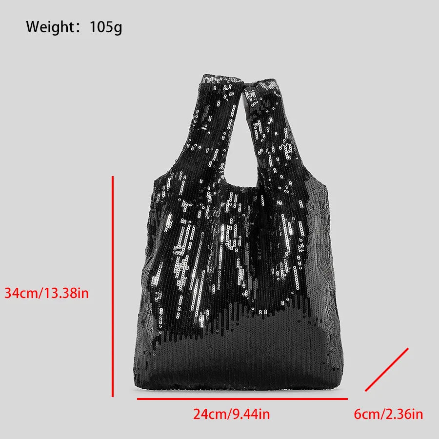 Femlion Sequins Tote: Luxury Shinny Party Purse with Minimalist Vest Design