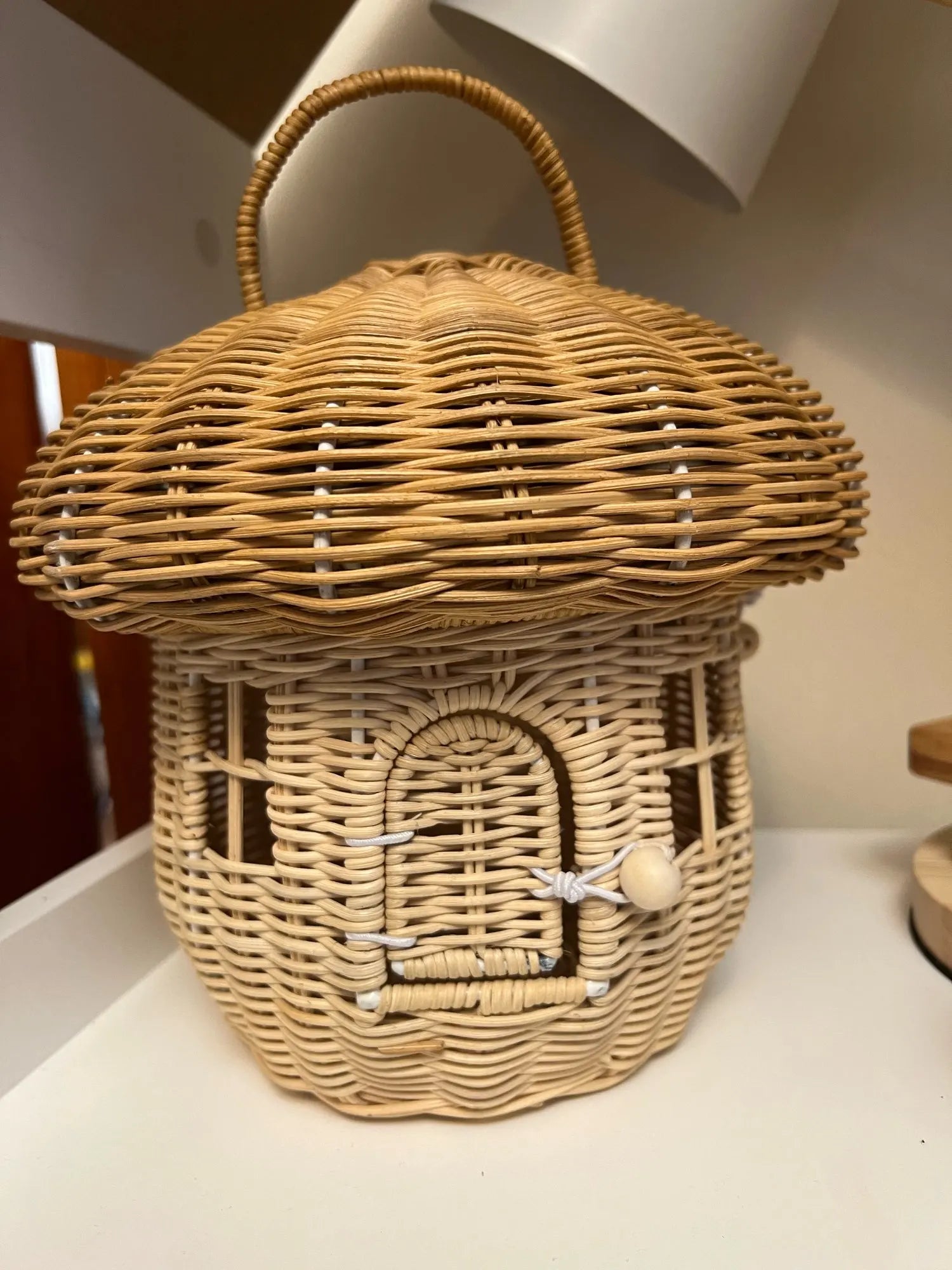 Femlion Rattan Mushroom Basket Bag - Designer Wicker Handbag