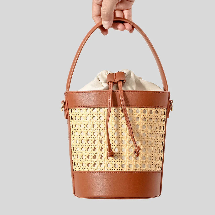 Femlion Luxury Woven Bucket Bag: Stylish Summer Handbag for Women